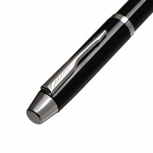 Ручка подарочная, шариковая "Атлантик" в кожзам футляре, поворотная, корпус черный с серебром