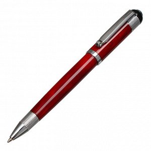 Ручка подарочная шариковая в кожзам футляре поворотная Вензура корпус коричневый с серебром