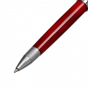 Ручка подарочная шариковая в кожзам футляре поворотная Вензура корпус коричневый с серебром