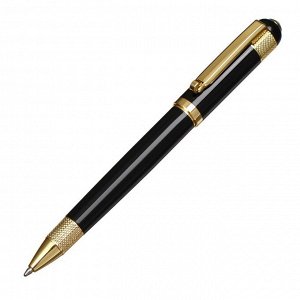 Ручка подарочная, шариковая "Вензура" в кожзам футляре, поворотная, корпус черный с золотым