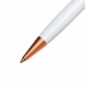 Ручка подарочная шариковая в кожзам футляре поворотная Тонга корпус белый с золотым