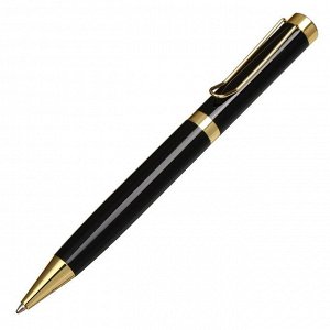 Ручка подарочная, шариковая "Норфок" в кожзам футляре, поворотная, корпус черный с золотым