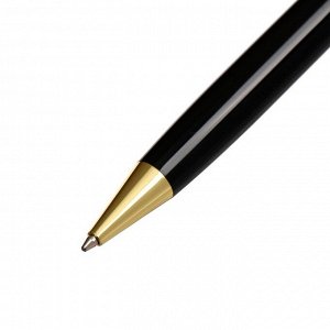 Ручка подарочная, шариковая "Норфок" в кожзам футляре, поворотная, корпус черный с золотым