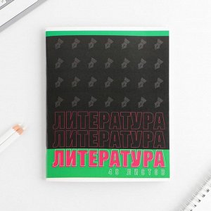 Предметная тетрадь, 48 листов, «ШРИФТЫ», со справ. мат. «Литература», обложка мелованный картон 230 гр., внутренний блок в линейку 80 гр., белизна 96%