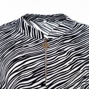 Костюм женский (туника и брюки), цвет черно-белый, принт зебра