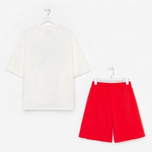 Комплект повседневный женский (футболка/шорты), 01190-ALT цвет красный