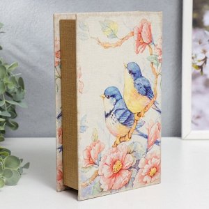Сейф-книга дерево кожзам "Птицы в цветах в саду" 21х13х5 см