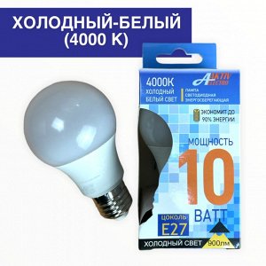 ЛАМПА СВЕТОДИОДНАЯ LED-A60-Regular 10Вт 220-240В Е27 4000К 900Лм