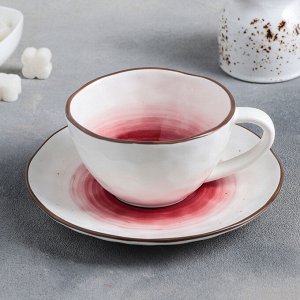 Чайная пара «Венера», чашка 250 мл, блюдце d=16 см, цвет красный