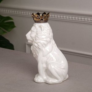 Копилка "Лев с короной", глянец, белая, 25 см
