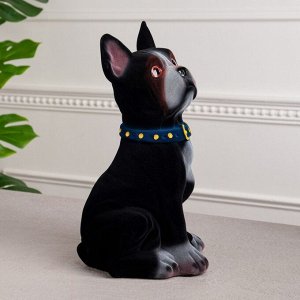 Копилка "Собака Боксёр", чёрный цвет, флок, керамика, 33 см