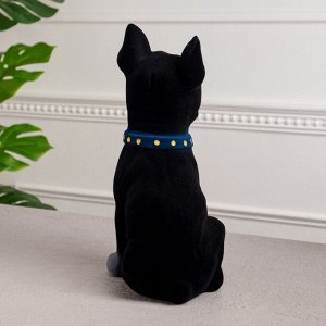 Копилка "Собака Боксёр", чёрный цвет, флок, керамика, 33 см