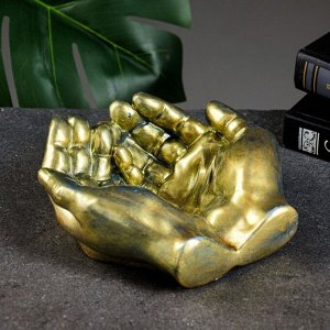 Подставка конфетница "Ладони" состаренное золото, 15х16х7см