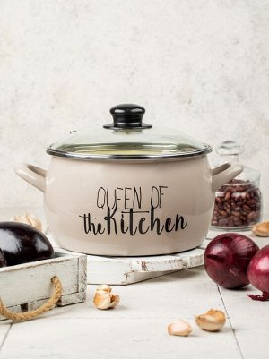 "Queen Of Kitchen" Кастрюля глубокая со стекл. крышкой 2,2л в крафт.упак 362681