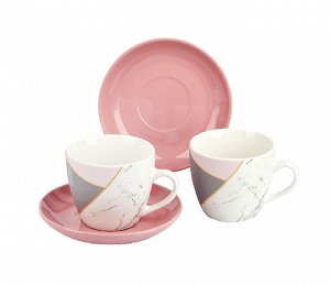 Чайный набор "Мрамор розовый с серым" 4пр. 240мл 2410069