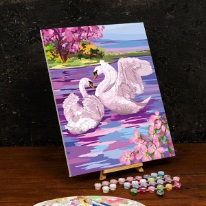 Школа талантов Картина по номерам на холсте с подрамником «Лебеди» 40x50 см