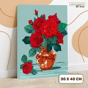 Картина по номерам на холсте с подрамником «Розы» 30х40 см + наклейка