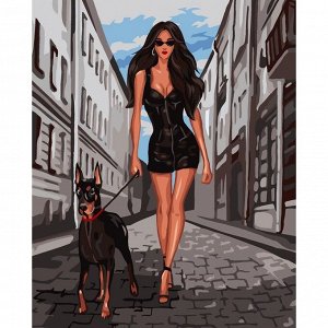 Картина по номерам на холсте с подрамником «Девушка в чёрном» 40х50 см