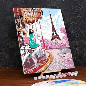 Картина по номерам на холсте с подрамником «Девушка в Париже» 40x50 см