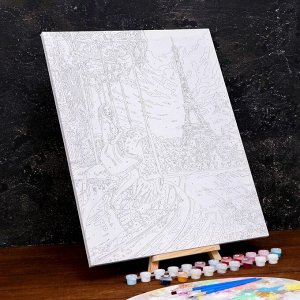 Картина по номерам на холсте с подрамником «Девушка в Париже» 40x50 см