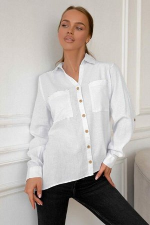 Рубашка Основа любого гардероба – модная белая рубашка, позволяющая создать массу образов в классическом и деловом стилях. Универсальная, очень комфортная модель из «мокрого» льна станет изюминкой люб