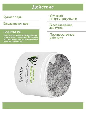 ARAVIA Professional Рассасывающая маска для лица с поросуживающим эффектом Post- Acne Balance Mask для жирной и проблемной кожи. Аравия