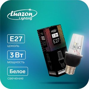 Luazon Lighting Лампа светодиодная Строб, прозрачная, Е27, 4LED, 3 Вт, 220 В, 6500К, белое свечение