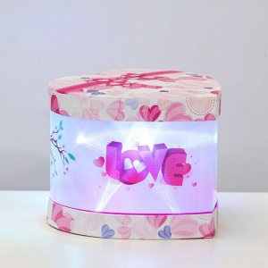 Коробка подарочная сердце Love со светодиодом, 15х12х15 см