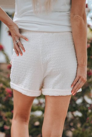 Белые текстурированные вязаные шорты