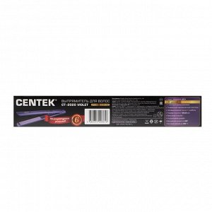 Выпрямитель Centek CT-2020, 60 Вт, керамическое покрытие, 125х25 мм, до 230°С, фиолетовый