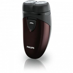 Электробритва Philips PQ206/18, роторная, 2 головки, сухое бритье, от АКБ, коричневая