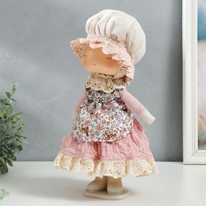 Кукла интерьерная "Малышка в чепчике и переднике цветочном, с корзиной цветов" 33х14х16 см
