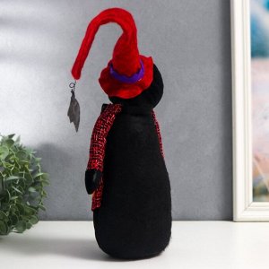 Кукла интерьерная "Чёрный кот в колпаке с летучей мышью" 40х10 см