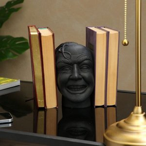 Подставка для книг "Голова", чёрная, гипс, 17 см