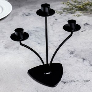 Подсвечник на 3 свечи «Диез», металл, 10.5x27 см, чёрный