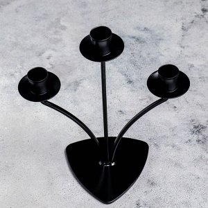 Подсвечник металл на 3 свечи "Диез", 10,5х27 см, черный
