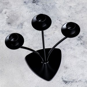 Подсвечник металл на 3 свечи "Диез", 10,5х27 см, черный
