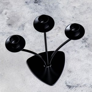 Подсвечник на 3 свечи «Диез», металл, 10.5x27 см, чёрный
