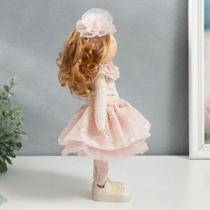 Кукла интерьерная "Малышка Ася в розовом, с медведем" 36х13х15,5 см