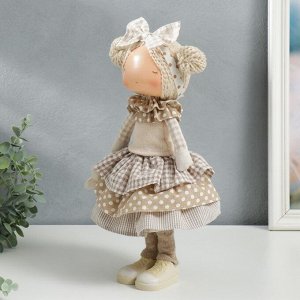 Кукла интерьерная "Малышка с бантом в волосах, с цветочком" 35,5х13,5х20 см