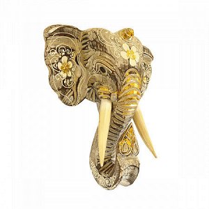 Сувенир из дерева Маска Голова Слона 25см Албезия Антик Brown