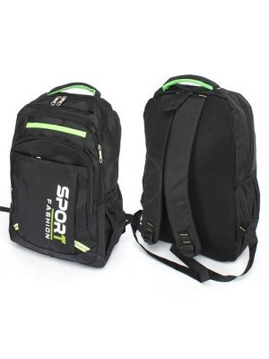 Рюкзак SAL-010,  молодежный,  3отд,  1внутр+3внеш.карм,  черный/зеленый 246174