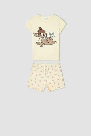 Пижамный комплект из хлопка с короткими рукавами и шортами для девочек с лицензией Bambi