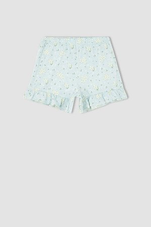Пижамный комплект из хлопка с короткими рукавами и принтом для девочек