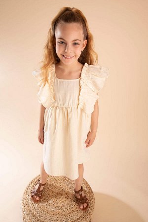 Расслабляющее облегающее платье из хлопка с рюшами для девочек