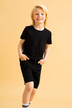 Базовая футболка с круглым вырезом и короткими рукавами для мальчиков, стандартный крой