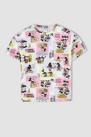 Хлопковая футболка с короткими рукавами Disney с Микки и Минни для девочек