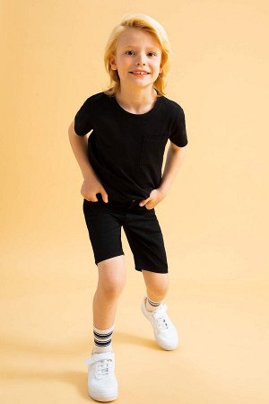 Базовая футболка с круглым вырезом и короткими рукавами для мальчиков, стандартный крой