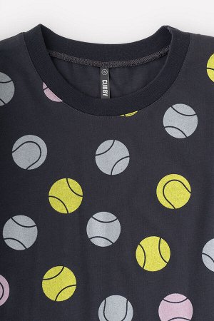 Платье(Весна-Лето)+girls (темно-серый, теннисные мячи к75)