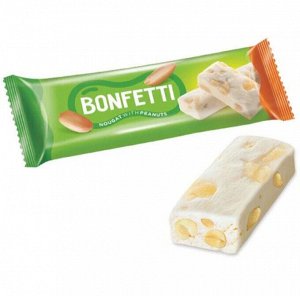 Батончик из ванильной нуги с добавлением арахиса мягкой обжарки. Bonfetti, 25 г